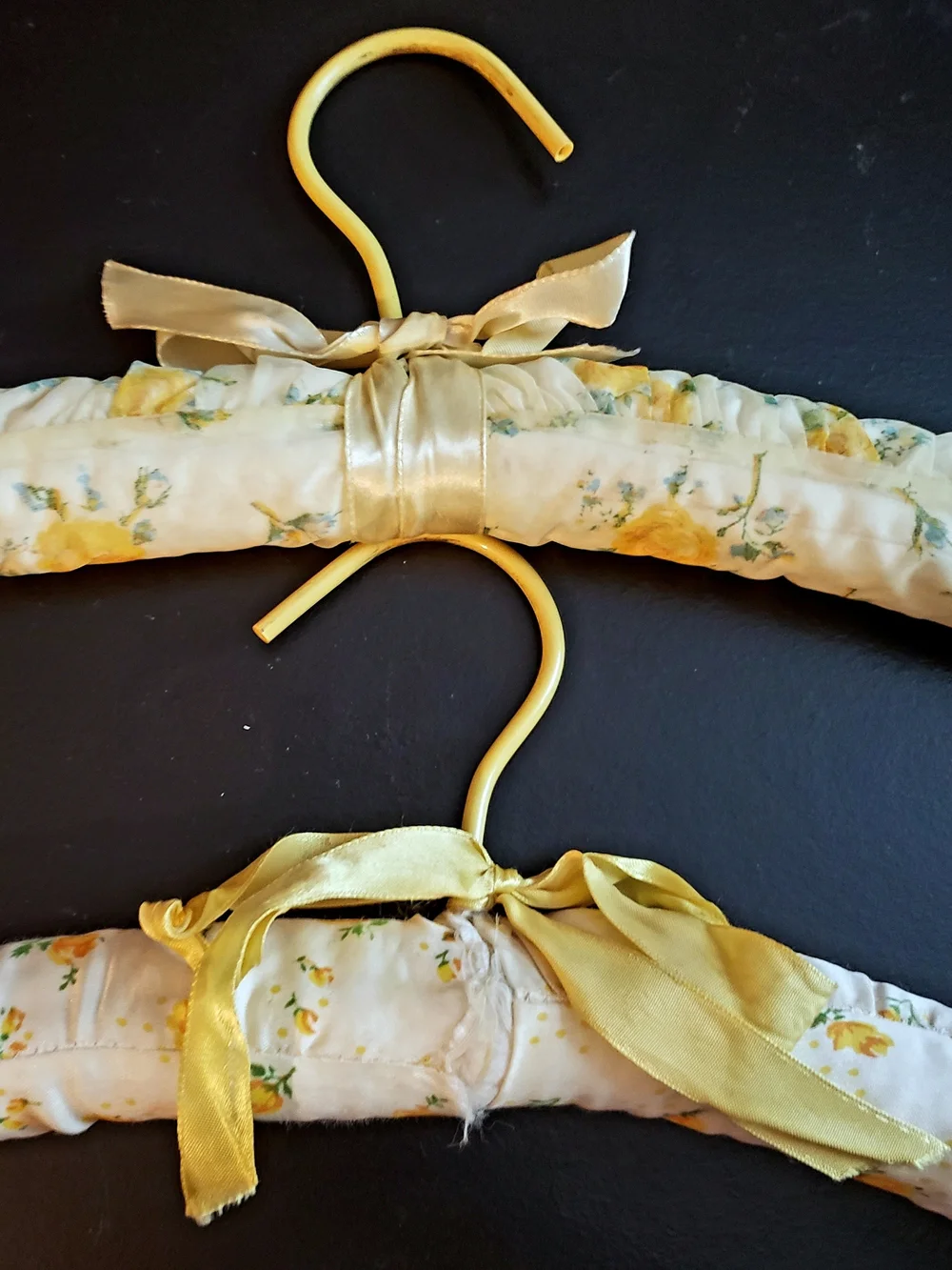 Vintage Soft Yellow Floral Padded Lingerie Hangers